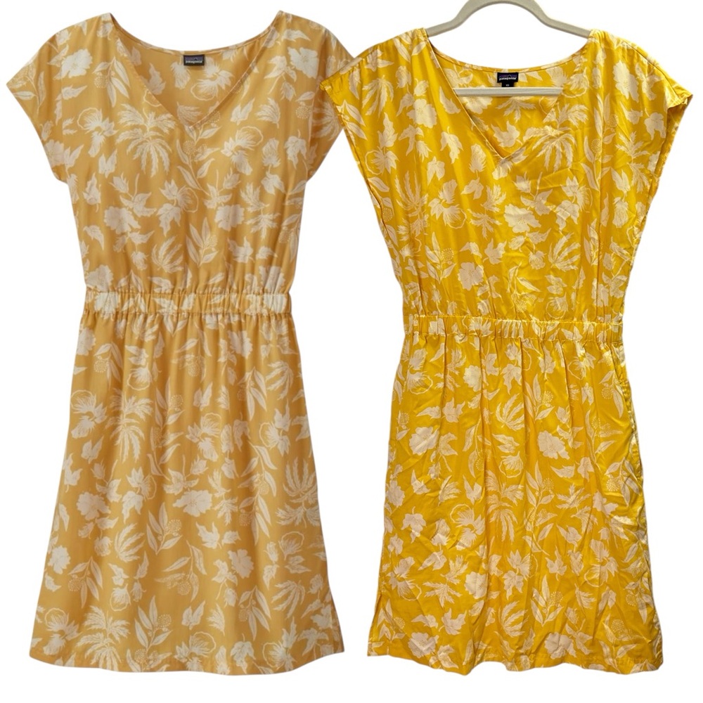 Patagonia Floral Midi Dress W's June Lake Fiber Flora Surfboard Yellow Cream XS